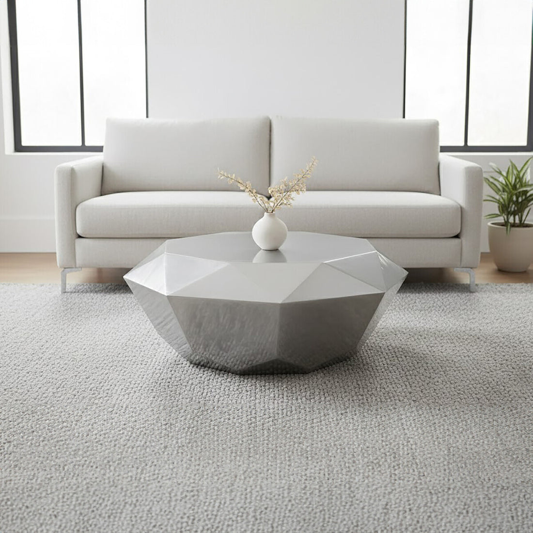 Allure Silver Diamond Cut Coffee Table - Image 4