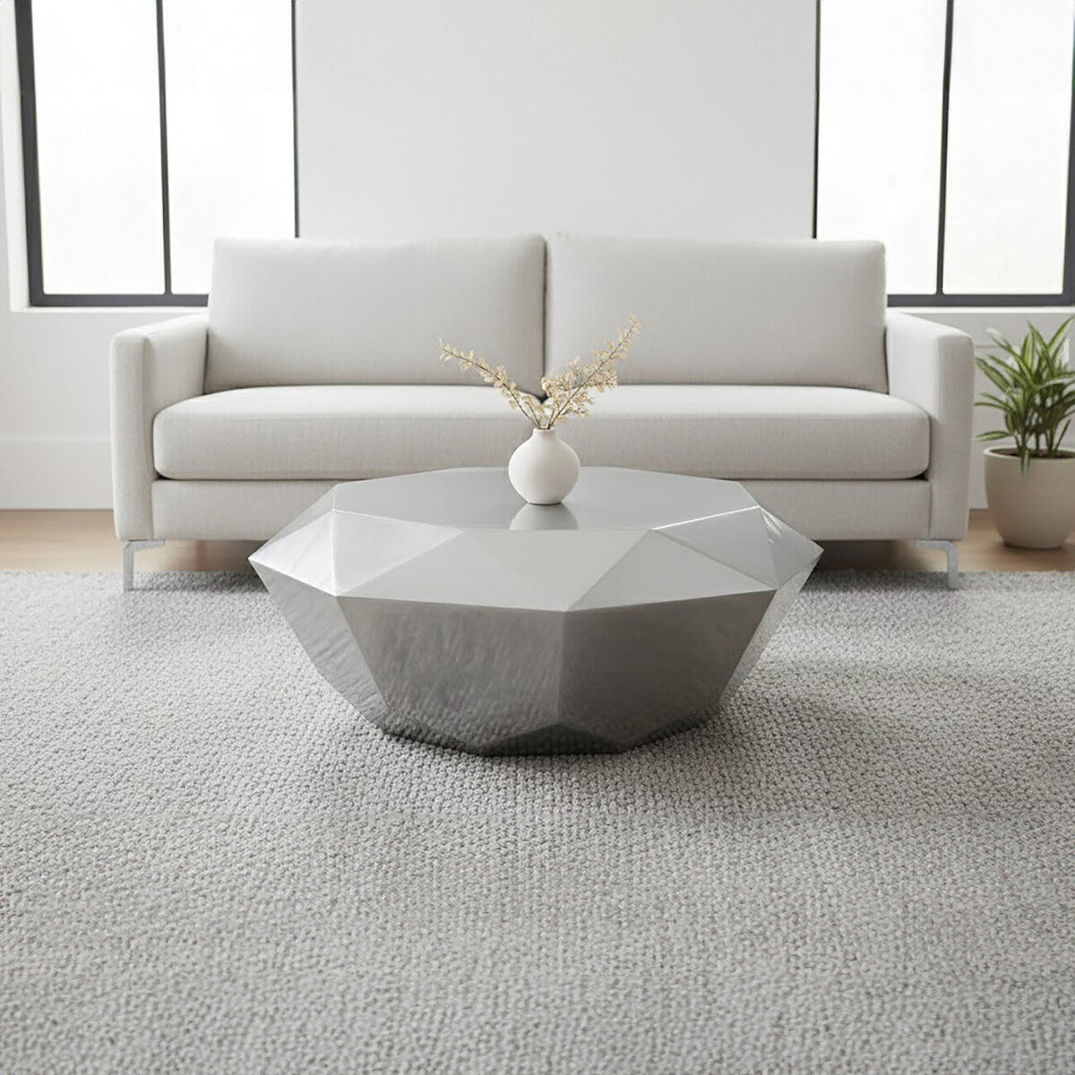 Allure Silver Diamond Cut Coffee Table