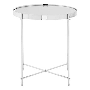 Allure Silver Mirrored Glass Round Side Table