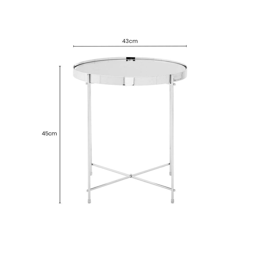 Allure Silver Mirrored Glass Round Side Table