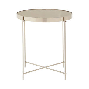 Grey Mirror Side Table with Slim Tubular Metal Legs | Allure