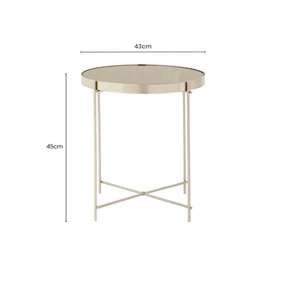 Grey Mirror Side Table with Slim Tubular Metal Legs, Allure