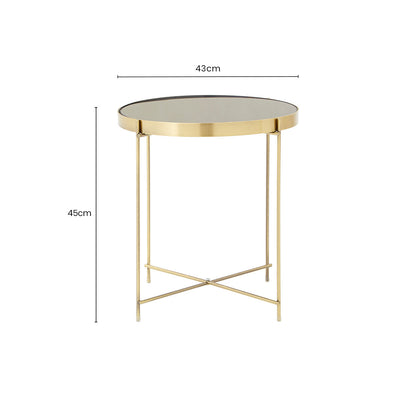 Black Mirror Side Table with Slim Tubular Metal Legs, Allure