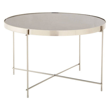 Allure Large Grey Mirror Round  Side Table