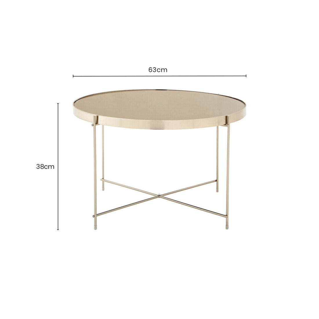 Large Round Grey Mirrored Side Table with Brushed Nickel Lattice Base, Allure