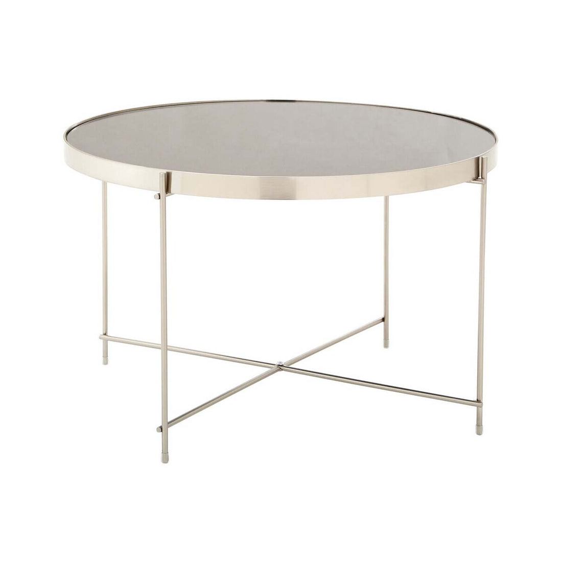 Allure Large Grey Mirror Round  Side Table