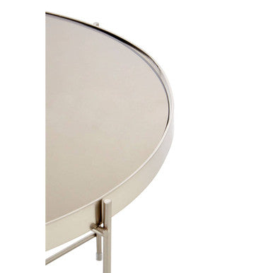 Allure Large Grey Mirror Round  Side Table
