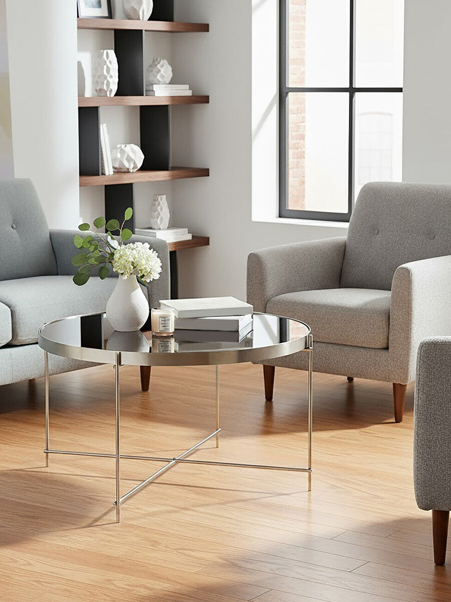 Allure Large Grey Mirror Round  Side Table - Image 5