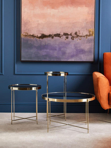 Allure  Brushed Bronze Large Side Table with Black Mirror