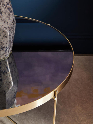 Allure  Brushed Bronze Large Side Table with Black Mirror