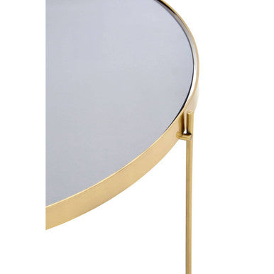 Allure  Brushed Bronze Large Side Table with Black Mirror