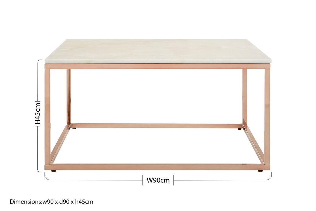 Allure Square Rose Gold And Marble Coffee Table - Image 12