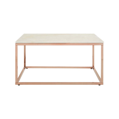 Allure Square Rose Gold and Marble Coffee Table