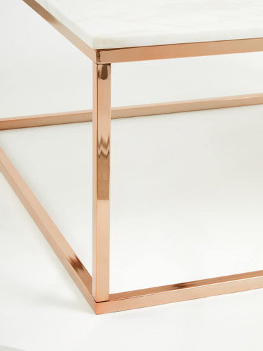Allure Square Rose Gold And Marble Coffee Table - Image 8