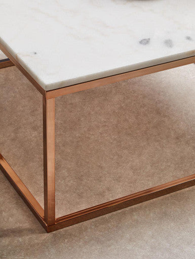 Allure Square Rose Gold And Marble Coffee Table - Image 6