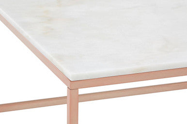 Allure Square Rose Gold And Marble Coffee Table