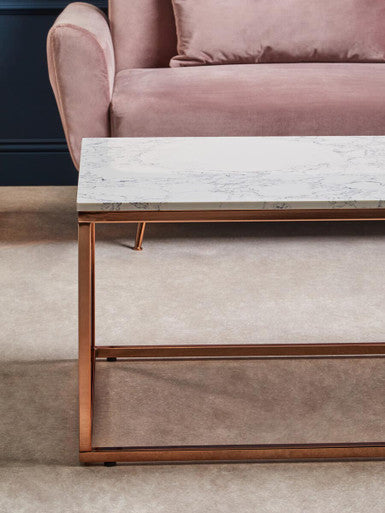 Allure Rectangular White Marble Coffee Table
