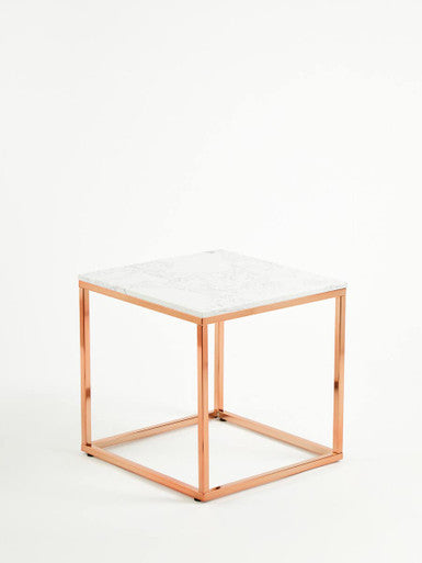 Allure Square White Marble And Rose Gold Square End Table - Image 4
