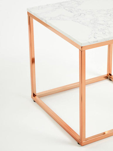 Allure Square White Marble And Rose Gold Square End Table - Image 8