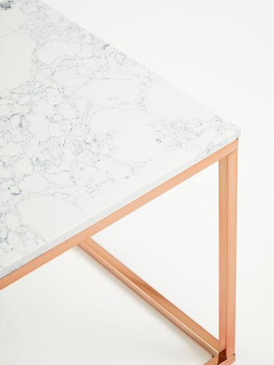 Allure Square White Marble And Rose Gold Square End Table - Image 9