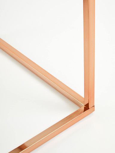 Allure Square White Marble And Rose Gold Square End Table