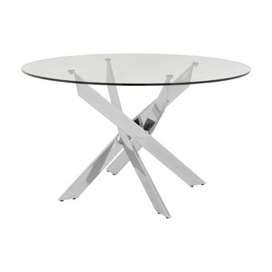 Allure Round Dining Table With Chrome Intersected Legs