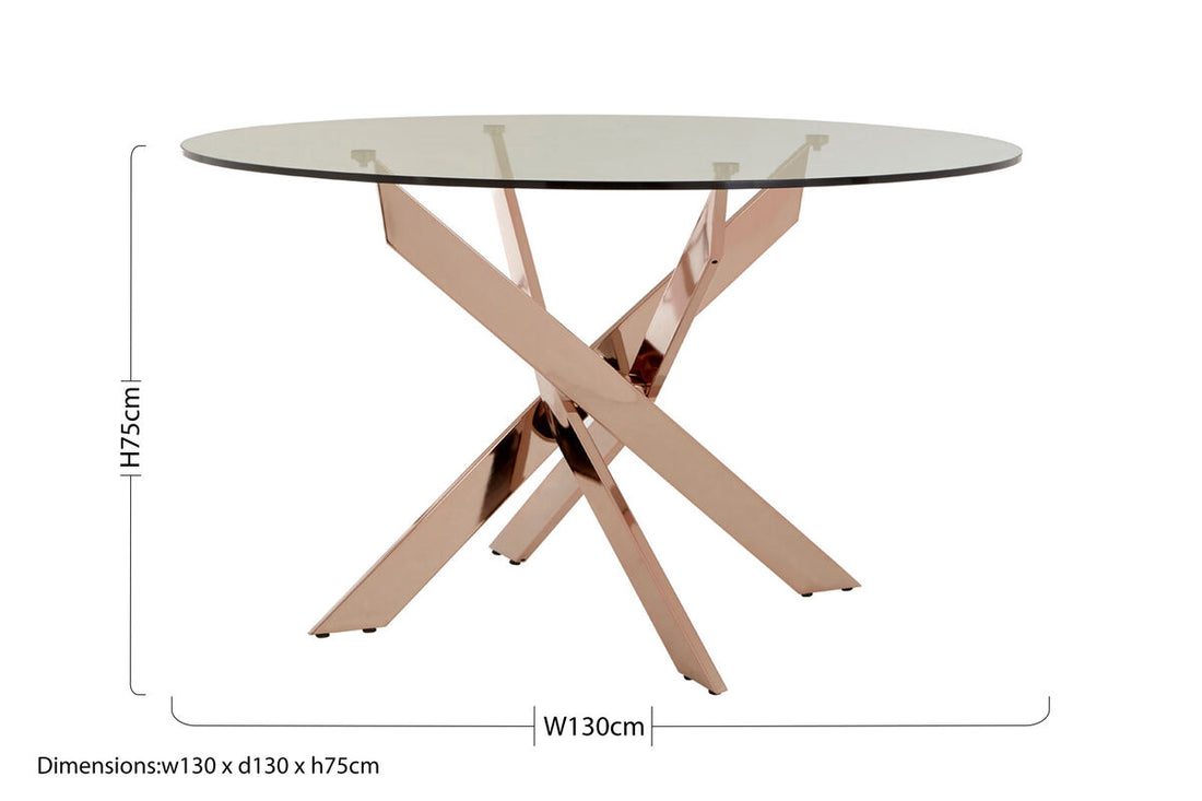 Allure Round Dining Table with  Intersected Rose Gold Legs - Image 5