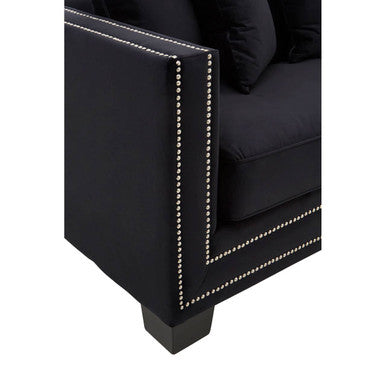 3 Seater Black Velvet Sofa, Sofia