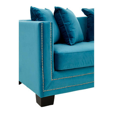 2 Seater Cyan Blue Velvet Sofa, Sofia - Image 7
