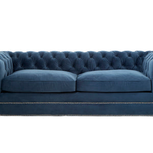 Stella Midnight Blue Velvet 3 Seater Chesterfield Sofa