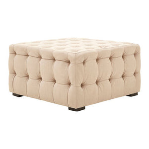 Stella Beige Linen Button Tufted Stool