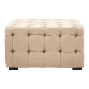 Stella Beige Linen Button Tufted Stool