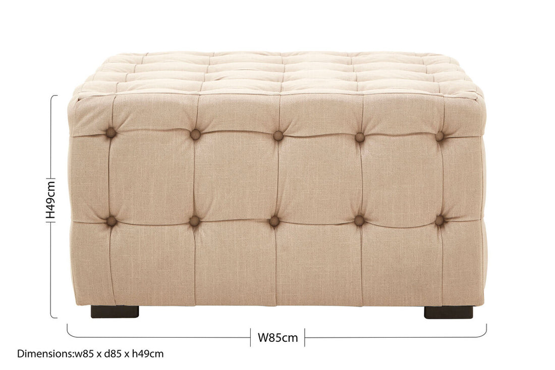 Stella Beige Linen Button Tufted Stool - Image 8