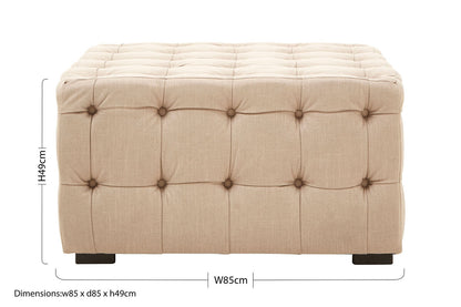 Stella Beige Linen Button Tufted Stool