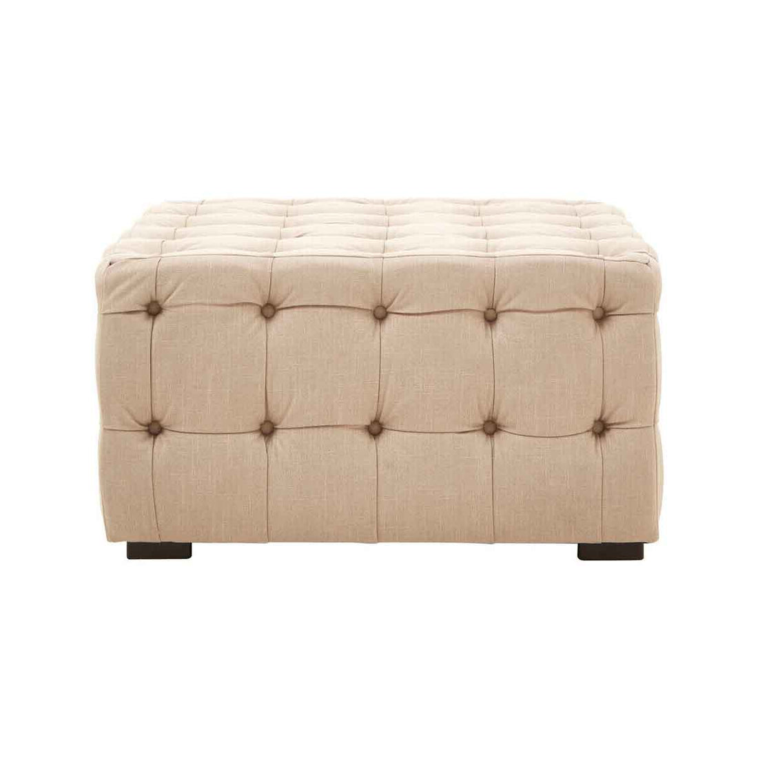 Stella Beige Linen Button Tufted Stool