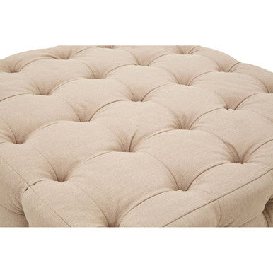 Stella Beige Linen Button Tufted Stool