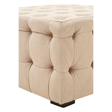 Stella Beige Linen Button Tufted Stool - Image 7