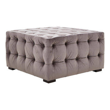 Stella Grey Velvet Button Tufted Stool