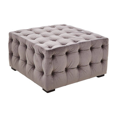 Stella Grey Velvet Button Tufted Stool