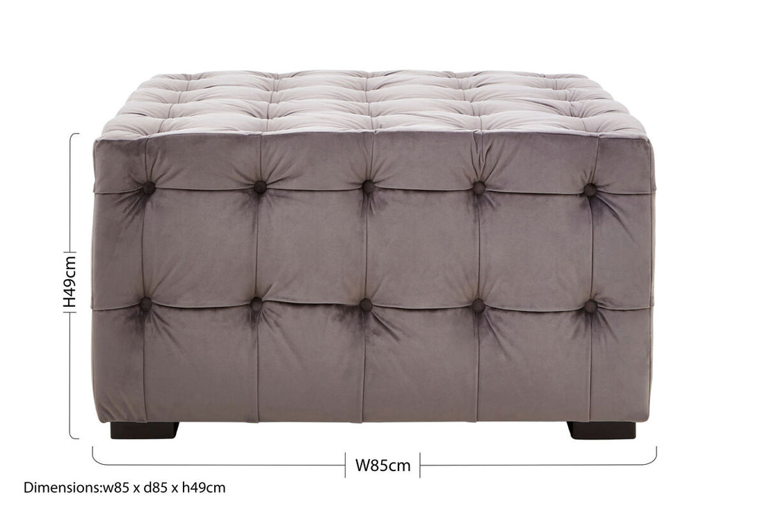 Stella Grey Velvet Button Tufted Stool - Image 7