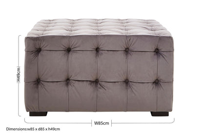 Stella Grey Velvet Button Tufted Stool