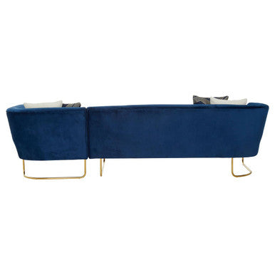 Renee 5 Seat Dark Blue Velvet Corner Sofa