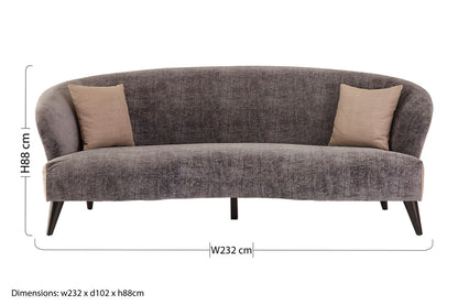 Reine 3 Seat Grey Velvet Sofa