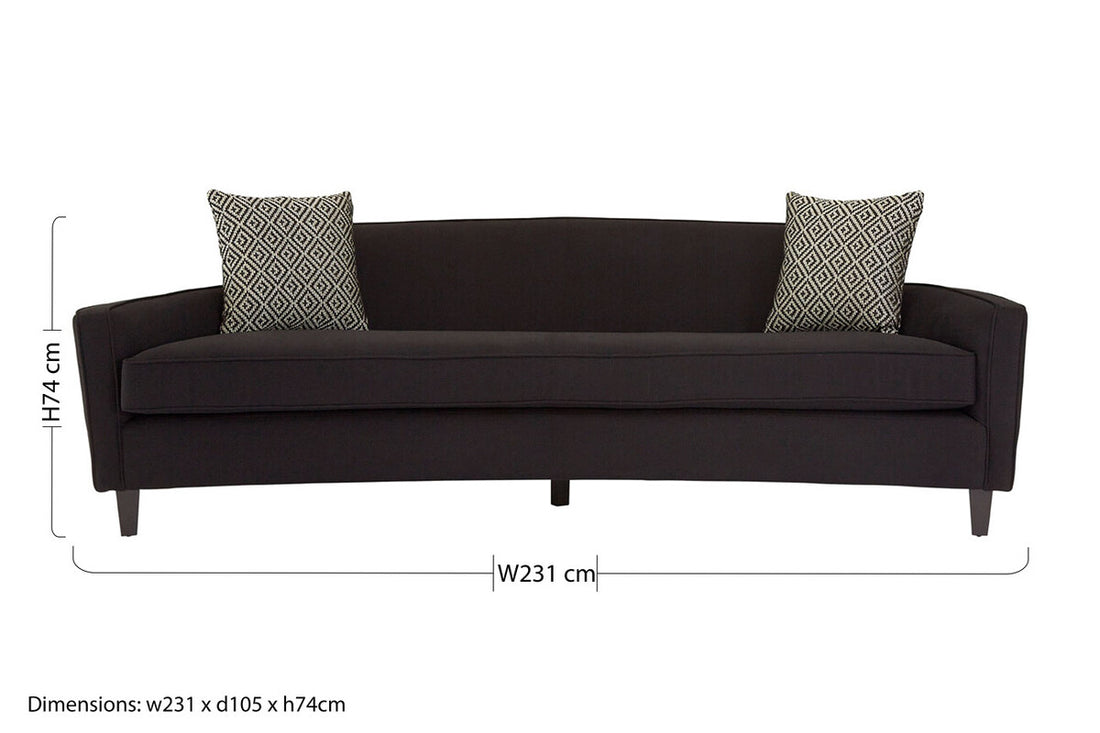3 Seater Black Dimity Fabric Sofa, Rania