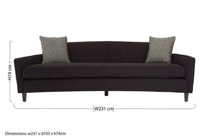 Rania 3 Seat Black Dimity Fabric Sofa
