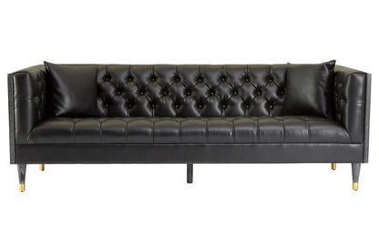 Raven 3 Seat Black Faux Leather Sofa