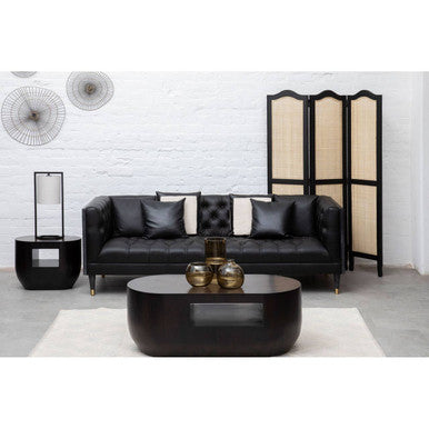 Raven 3 Seat Black Faux Leather Sofa