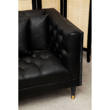 3 Seater Black Faux Leather Sofa, Raven