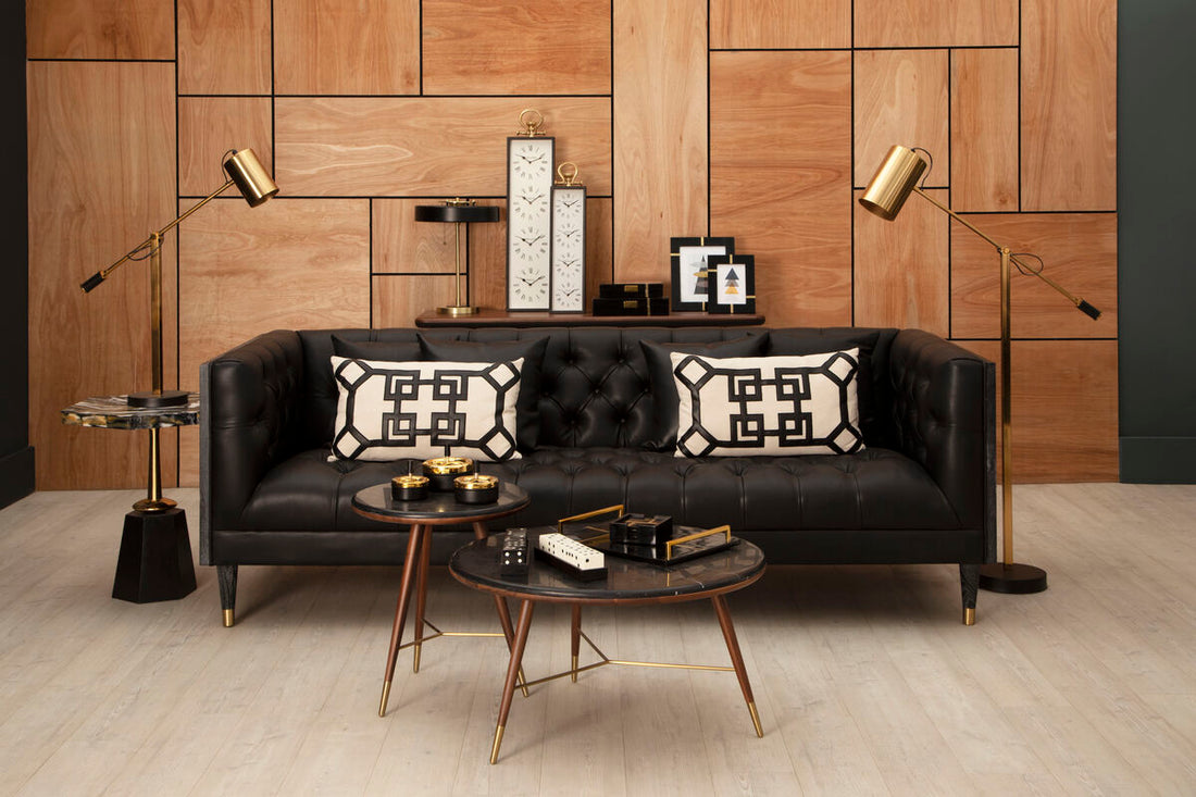 3 Seater Black Faux Leather Sofa, Raven