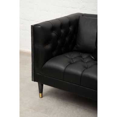 3 Seater Black Faux Leather Sofa, Raven